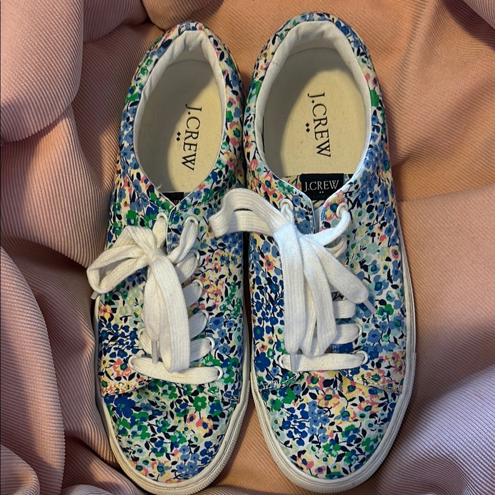 J. Crew Blue and Green Sneakers Floral Print